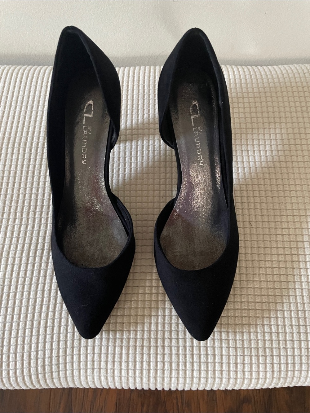 CL by Laundry Black Suede Pointed D'Orsay Pumps Size 9 Event Evening